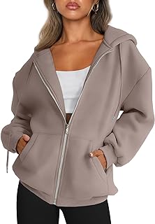AUTOMET Womens Zip Up Hoodies Long Sleeve Fall Oversized Sweatshirts Fleece Y2K Jacket with Pockets