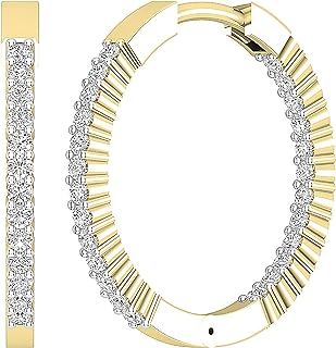 Dazzlingrock Collection 0.40 Carat (ctw) Round White Diamond Ladies In And Out Hoop Earrings, Available in Various Gemstones & Diamonds with Metal in 10K/14K/18K Gold & 925 Sterling Silver