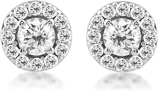 IGI certified 14K White Gold Diamond Halo Stud Earrings (1/2cttw)