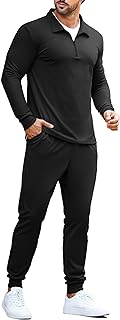 COOFANDY Men's 2 Piece Tracksuit Set Jogging Sweatsuit Workout Athletic Casual Quarter Zip Suit