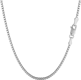 Jewelry Affairs 14k White Solid Gold Mirror Box Chain Necklace, 1.4mm