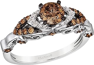 1 Carat Chocolate and White Diamond Bridal Statement Ring for Women in 14k White Gold (H-I/G-H, VS2-SI1/I1, cttw) Promise Anniversary Ring Size 6.5 by LeVian