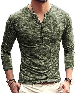 KUYIGO Mens Henley Casual Stylish Basic Short/Long Sleeve Fashion Lightweight T-Shirt