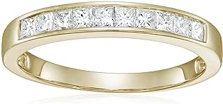VIR JEWELS 1/2 carat (ctw) Diamond Wedding Anniversary Band for Women, Half Eternity Princess Cut Square Diamond Engagement Ring in 14K Yellow Gold Channel Set 0.50 cttw, Size 4.5-10.25