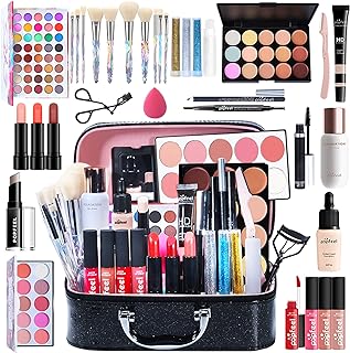 Pure Vie All-in-One Holiday Gift Makeup Set Cosmetic Essential Starter Bundle Include Eyeshadow Palette Lipstick Concealer Blush Mascara Foundation Face Powder - Makeup Kit for Women Full Kit