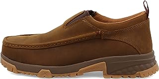 Men's Leather Work Comp Toe Slip-On with CellStretch - Durable Men's Leather Driving Moccasins with Oil/Slip Resistance - Features Sustainable ecoTWX and Rubber Outsole