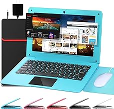 G-Anica Laptop Computer(10.1 inch), Quad Core Powered by Android 12.0, Netbook Computer with WiFi, Webcam and Bluetooth, Mini Laptop with Bag, Mouse, and Mouse Pad for Kids and Adults（Blue）