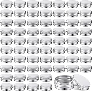 Tandefio 300 Pcs 0.5 oz Aluminum Tin Jar with Screw Lid 15 ml Silver Mini Round Tins Empty Metal Lip Balm Containers Refillable Storage Tin Cans with Lids Round Tin Bottle for Cosmetic, Cream, Spice