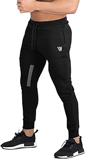 ZENWILL Mens Tapered Workout Running Pants, Jogger Training Sweatpants Slim Fit with Zip Pockets