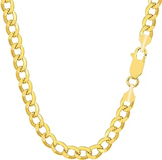 Jewelry Affairs 10k Yellow Gold Curb Hollow Chain Necklace, 5.3mm
