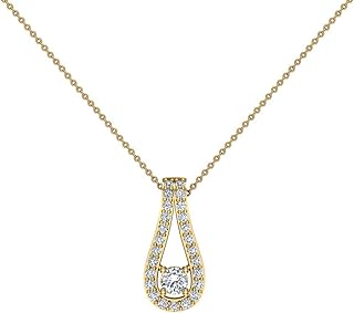 Glitz Design Teardrop Halo Diamond Necklaces Pendant 14K Gold 20" chain 0.46 carat tw (VS Grade)