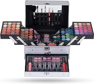 Hot Sugar Girls Makeup Set for Teenagers Beginners Adults Professionals with Reusable Trendy Silver Cosmetic Box Includes Everything for A Full Face Makeup Eyeshadow Lip Gloss Blush Brush Lipstick