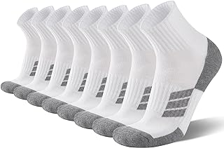 8 Pairs Mens Cushion Ankle Socks, Athletic Running Performance Quarter Socks