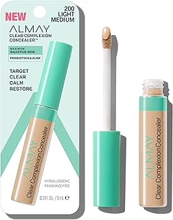 Almay Clear Complexion Acne & Blemish Spot Treatment Concealer Makeup with Salicylic Acid- Lightweight, Full Coverage, Hypoallergenic, Fragrance-Free, for Sensitive Skin, 200 Light/Medium, 0.3 fl oz.