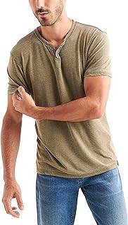 Lucky Brand Men's Venice Burnout Notch Neck Tee Shirt