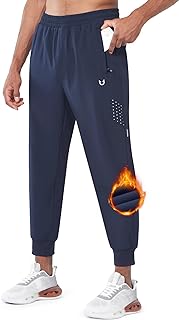 Men's Fleece Joggers Athletic Warm Sweatpants Workout Gym Running Pants Active Winter Thicken Track with Pockets