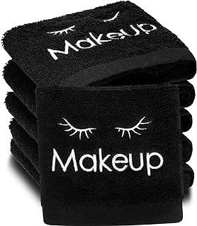 13 x 13 Inch Makeup Washcloths Reusable Makeup Remover Cloths Facial Cleansing Makeup Towels Cotton Cosmetic Soft Towel Water Absorbent Make up Cloth Face Towels for Women Skin Care, Black (12 Pcs)