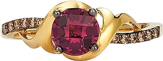 1/10 Carat Diamond and Gemstone of Choice Filigree Bypass Ring for Women in 14k Gold (Fancy Brown/G-H, VS2-SI1, cttw) Anniversary Promise Ring Size 4.25 to 9.25 by LeVian