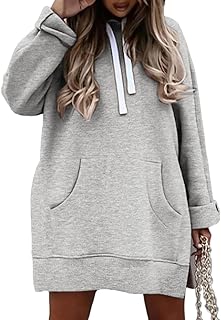 Women Oversized Hoodie Dress Pullover Winter Kangaroo Pocket Sweatshirt Fall Tops Casual Loungewear