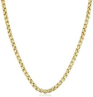 The Diamond Deal 14k REAL Yellow or White SOLID Gold 3.4mm Shiny Round-Box Chain Necklace for Pendants and Charms with Lobster Claw Clasp (for Men, Women or unisex Jewelry) (16" 18" 20" or 24 inch)