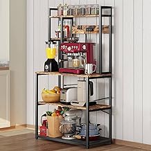 ciecie Bakers Rack with 3 Power Outlets, 30 Inch for Microwave Stand Kitchens with Storage, Heavy Duty Kitchen Shelves with Plugs, Microwave Oven Stand, Kitchen Rack, Kitchen Stand, Coffee Bar