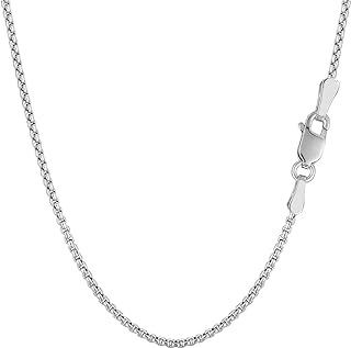 14k White Gold Round Box Chain Necklace, 1.4mm