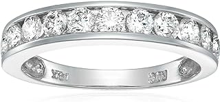 VIR JEWELS 1 carat (ctw) Diamond Wedding Anniversary Band for Women, Half Eternity Round Diamond Engagement Ring 14K White Gold Channel Set 1 cttw, Size 4.5-10