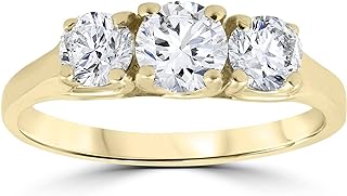 P3 POMPEII3 1ct Three Stone Diamond Engagement Womens Anniversary Ring 14k Yellow Gold