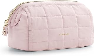 BAGSMART Makeup Bag Travel Cosmetic Bag, Puffy Padded Make Up Bags for Women Large Capacity Makeup Organizer Case, Wide-open Puffer Pouch for Purse Storage Travel Essentials Dorm Toiletries Accessorie
