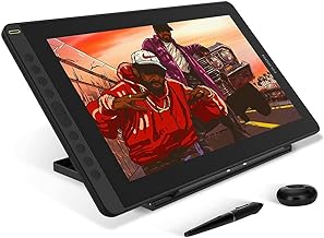 HUION KAMVAS 16 Graphics Drawing Tablet with Screen Full-Laminated Graphic Monitor with Battery-Free Stylus Tilt 10 Hot Keys Adjustable Stand, 15.6inch Pen Display for PC/Mac/Android/Linux, Black