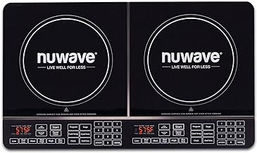 Nuwave Double Induction Cooktop, Powerful 1800W, 2 Large 8” Heating Coils, Independent Controls, 94 Temp Settings from 100°F to 575°F in 5°F Increments, 2 x 11.5” Shatter-Proof Ceramic Glass Surface