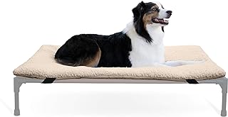 K&H Pet Products Original Dog Cot Microfleece Pad for Outdoor Raised Dog Bed, Portable Dog Cot Pad, Washable Dog Bed (Cot Sold Separately) - Tan Fleece Large 30 X 42 Inches