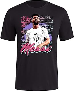 Men's Soccer Messi Mural Image Tee - Colorful and Impactful Tee Celebrating Lionel Messi's Arrival to Miami