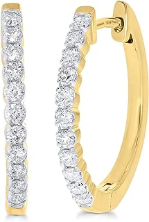La Joya 925 Sterling Silver Plated Yellow Gold Diamond Hoop Earrings for Women | Dazzling 1 CT TW Lab Grown Big Diamond Earring Hoops | Woo Her With Exceptional Lab Grown Diamond Earrings