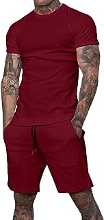 Uni Clau Mens Short Sets 2 Piece Outfits Fashion Summer Tracksuits Casual Shirt and Shorts Set