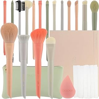 Docolor Makeup Brushes Set 17Pcs Morandi Makeup Brushes with Makeup Bag and Makeup Sponge and Brush Protector Professional Face Powder Foundation Eye Shadow Concealers Brush Kit Gift Box