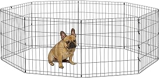 New World Pet Products 24" Foldable Black Metal Dog Exercise Pen No Door