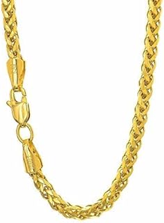 14K Yellow Gold 2.7mm Shiny Diamond-Cut Classic Semi-Solid Franco Chain Necklace for Pendants and Charms with Lobster-Claw Clasp (7.5", 18", 20" or 24 inch)