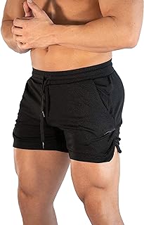 Mens Workout Running Shorts Lightweight Athletic Gym Shorts with Zipper Pockets