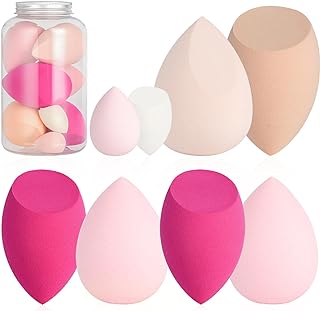 COSTICA Makeup Sponge Sets, 8 Pcs Beauty Blender Sponge for Foundation, Cream, and Powder, Multi-colored Beauty Sponge for Makeup with 2 Mini Makeup Sponges (Pink)