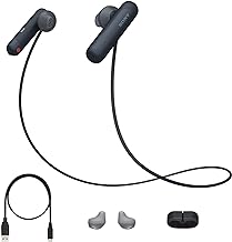 Sony Extra Bass Bluetooth Headphones, Wireless Sports Earbuds with Mic/Microphone, IPX4 Splashproof Stereo Comfort Gym Running Workout up to 8.5 Hour Battery, Black (International Version)