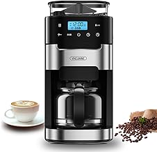 10-Cup Drip Coffee Maker with Touch Screen,Built-In Burr Coffee Grinder, Automatic Grind and Brew,Warming Plate for Home and Office,1.5L Large Capacity Water Tank, Removable Filter Basket, 900W