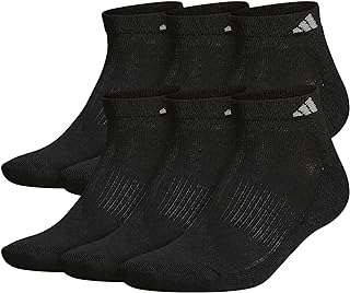 Men's Athletic Cushioned Low Cut Socks with Arch Compression for a Secure fit (6-Pair), Black/Aluminum 2, L