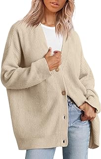 LILLUSORY Women's Cardigan 2023 Open Front Oversized Button Lightweight Sweaters V Neck Loose Cardigans Knit Outwear