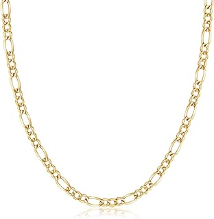 PORI JEWELERS 14K Yellow Gold 2.5mm, 3.5mm, 4.5mm, or 5.5mm Figaro Link Chain Necklace- Made in Italy- Multiple Lengths Available