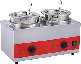 Electric Nacho Cheese Sauce Dispenser with Ladle and Insert Pot 3.5qt Capacity On/Off Switch (Square(Twin Cheese Warmer))