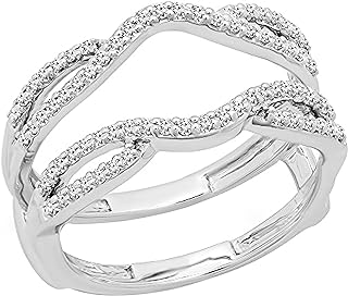 Dazzlingrock Collection Round White Diamond Split Shank Enhancer Guard Wedding Ring (0.35 ctw, Color I-J, Clarity I1-I3) in Gold