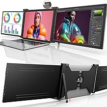 LIMINK 15.4" Portable Triple Monitor for 15.6-18.5” Laptops | 2023 1080P IPS Dual Freestanding Narrow-Bezel Laptop Screen Extender | Compatible with MacOS & Windows | Powered by USB-C & HDMI, S20 B