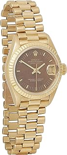Pre-Loved 18K Yellow Gold & Brown Burl Datejust 69178 26mm, Brown