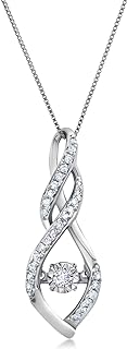 MAX + STONE Dancing Diamond Heart Pendant Necklaces for Women | 10k Gold Heart Necklace for Women | White Gold Diamond Necklace for Women | Natural Real Diamond Heart Pendant Necklaces